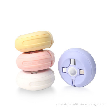 Wholesale Custom Logo Round Silicone Retractable Flat 3 In 1 Charging Usb Cable For Cell Phone Type C Micro Android Charger